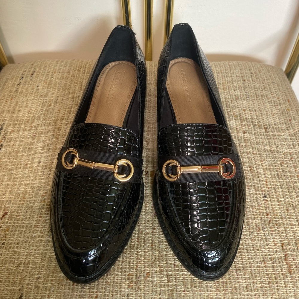 ASOS- Elegant Black Loafers with Gold Accents NWOB